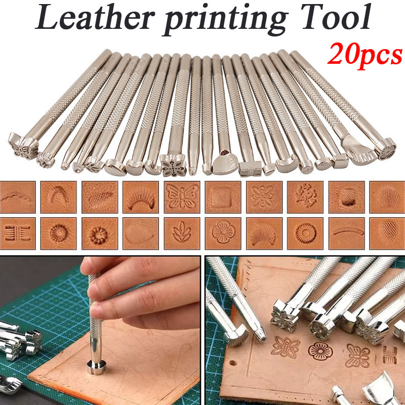 Leatherwork Punching Tool - 20pcs Leather Seal Carving Tools Stamp
