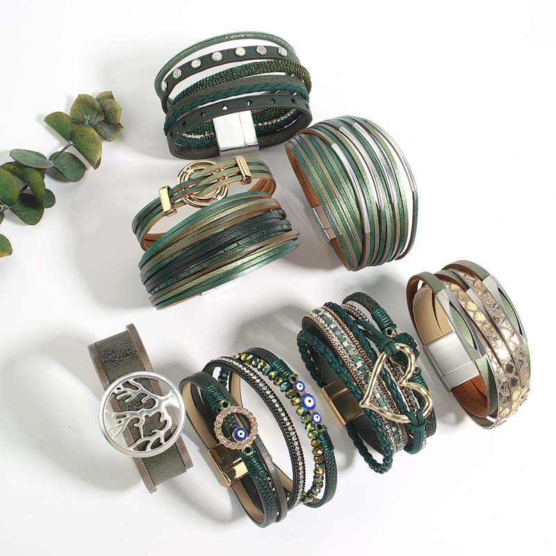 Leatherwork Rings - Amorcome Bohemia Evil Eye Heart Circle