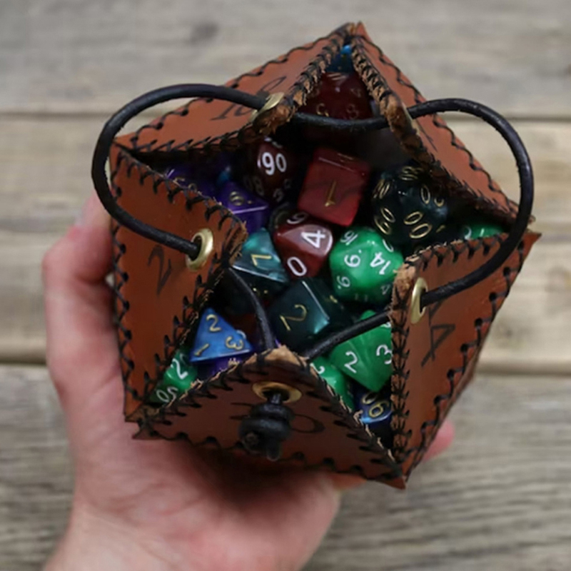 Leatherwork Ideas - New Leather D20 Dice Bag Polygonal