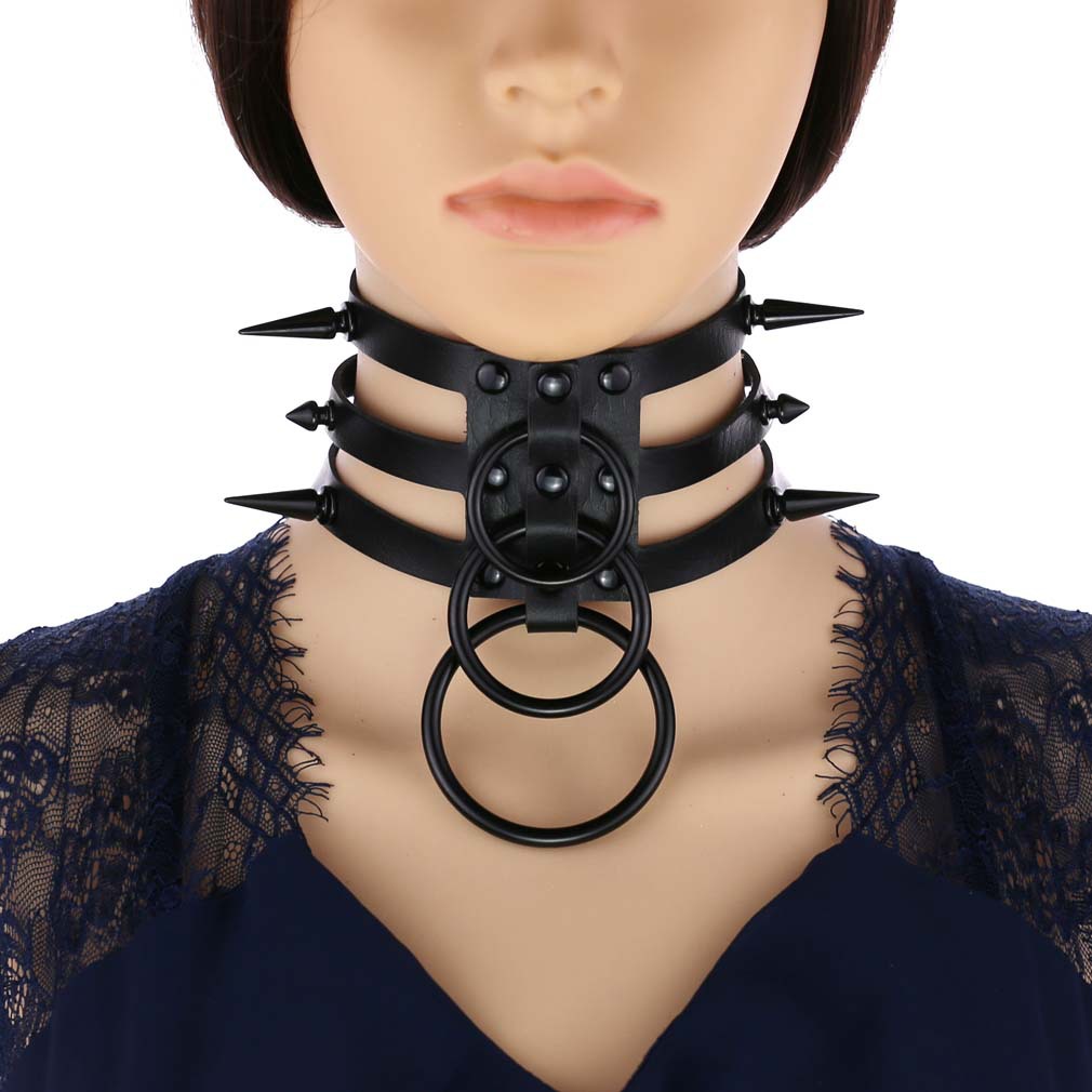 Leatherwork Rings - Fashion Women Men Black Rivet Leather
