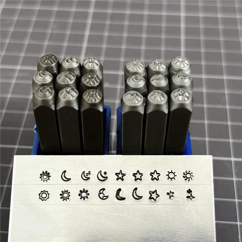 Leatherwork Punching Tool - 9pcs/set Moon Star Sun Design Logo