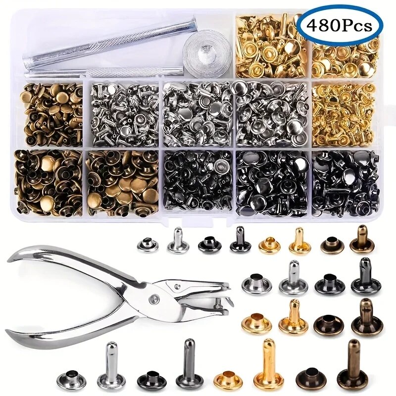 Metal Double Cap Rivets Studs  - Rivet Setter Tool review and price