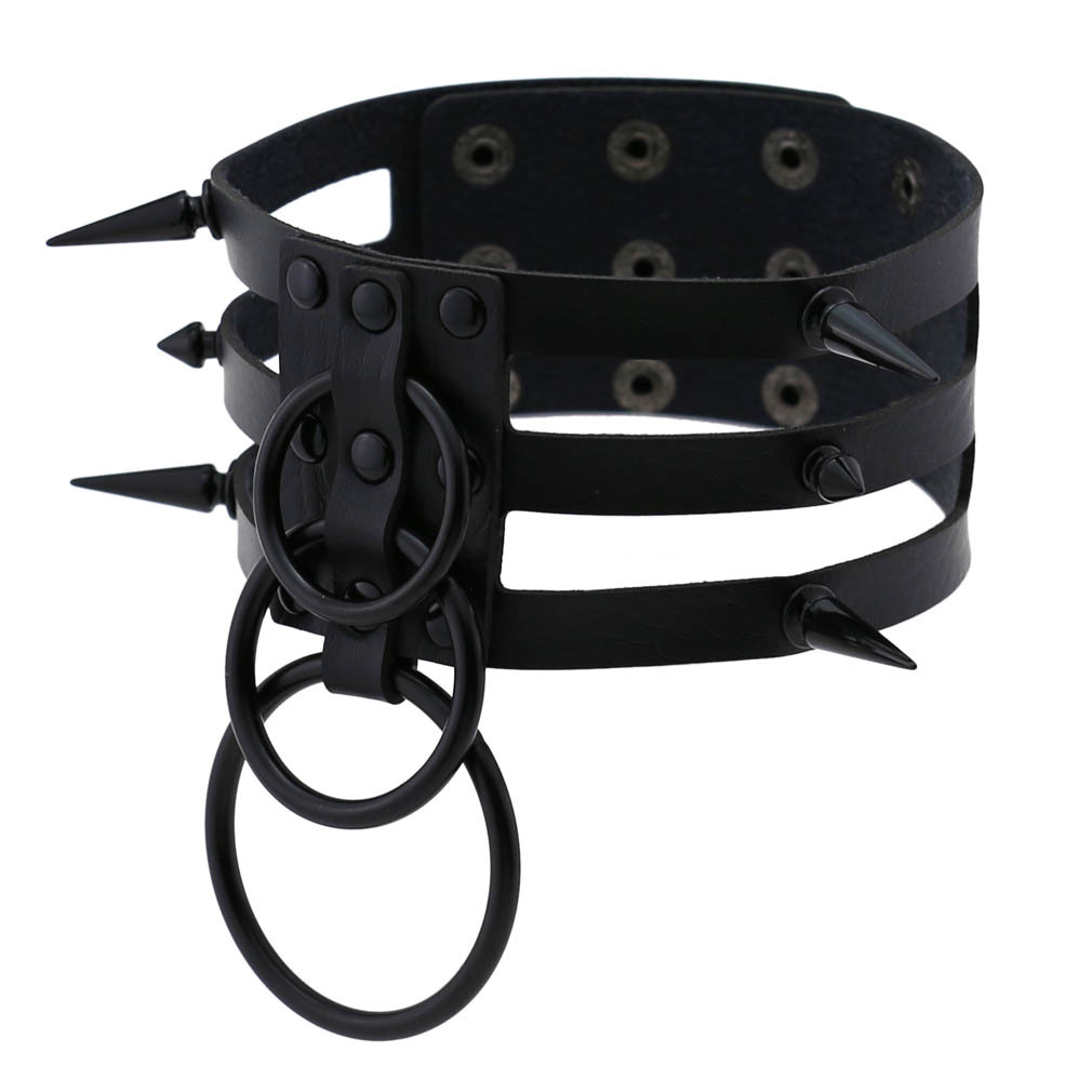 Fashion Women Men Black Rivet  - Leatherwork Rings review and price